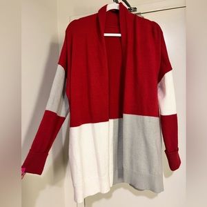 Women’s Colorblock Sweater (Red, Gray, Cream)
